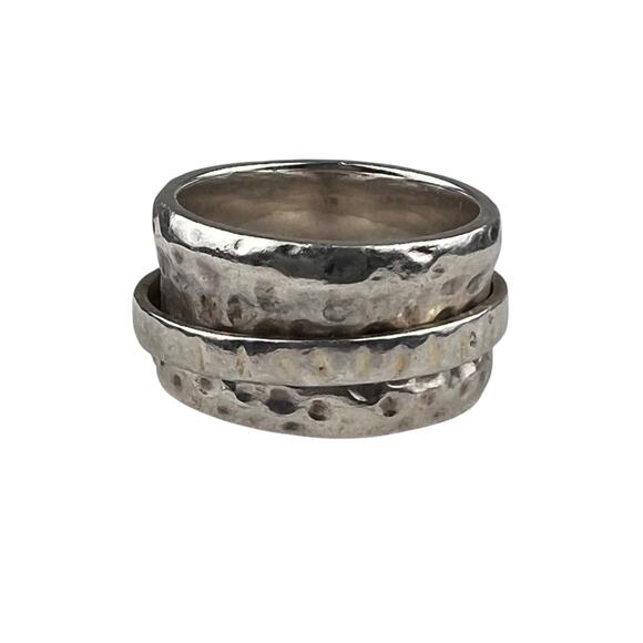 Silpada R1476 Spinner Hammered Sterling Silver Ring Size 8 - Picture 1 of 10